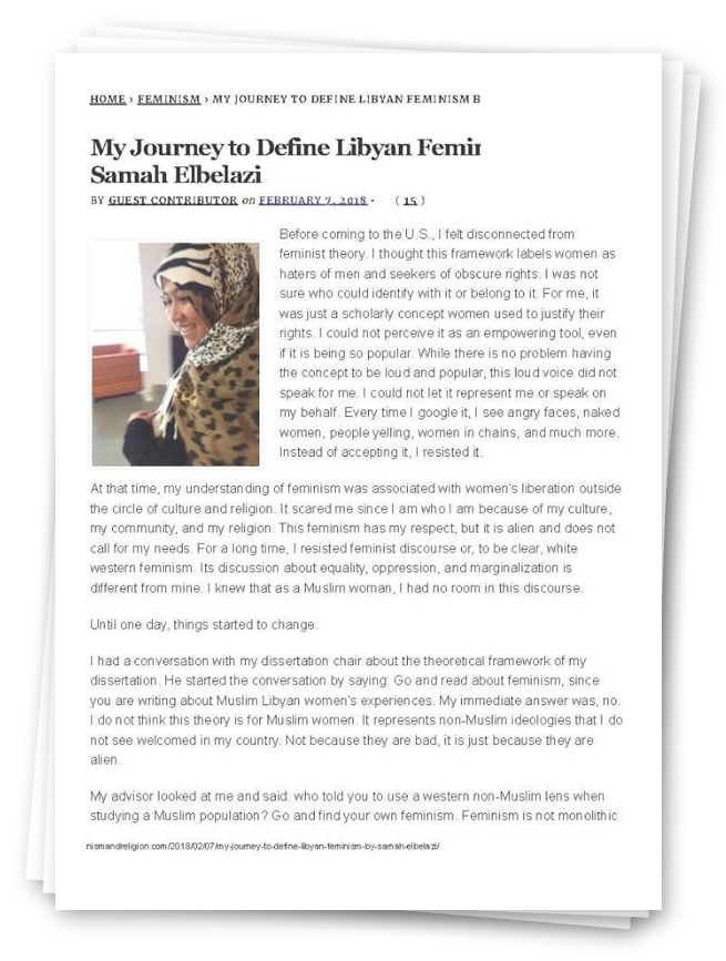 My Journey to Define Libyan Feminism by Samah Elbelazi